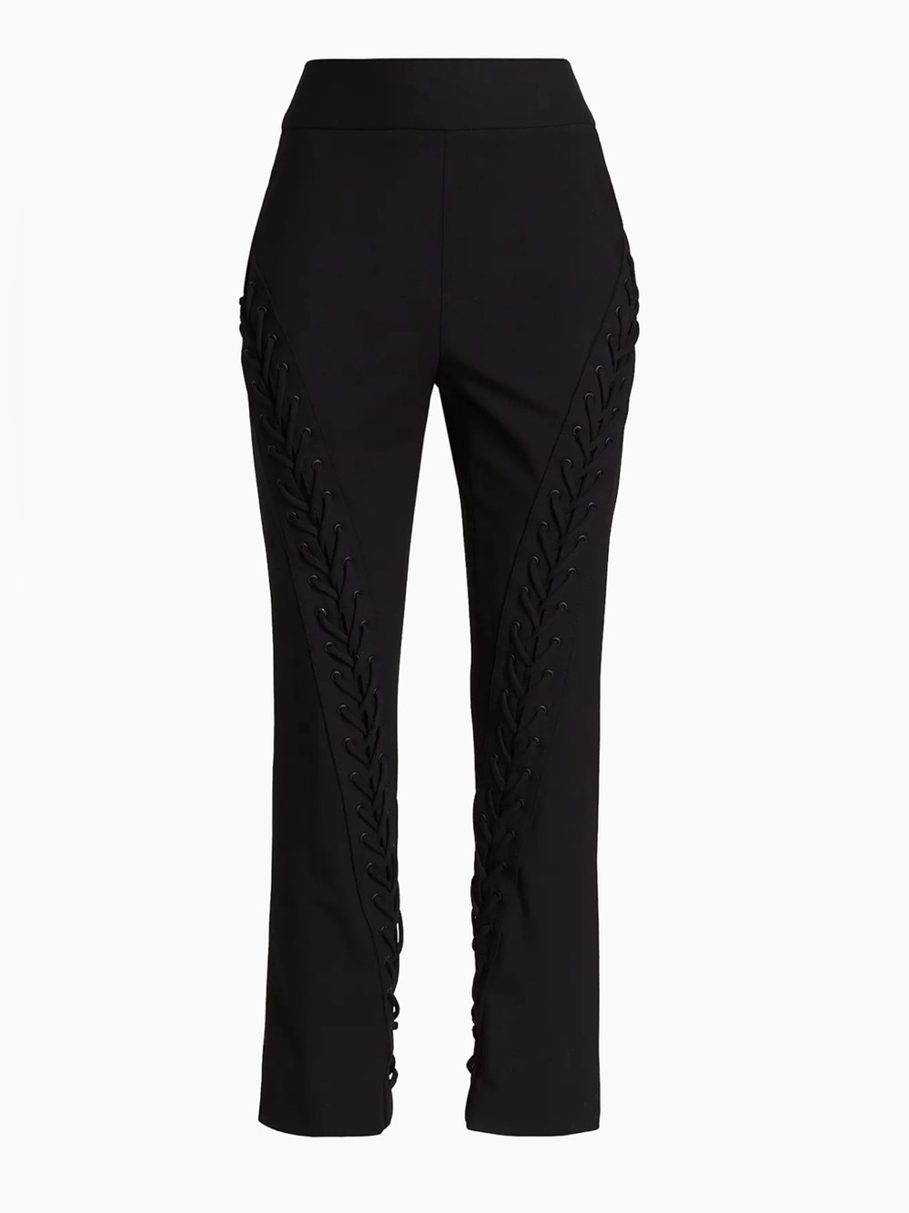 MONSE Stretch Wool Gabardine Black Lace-Up Flare Ponte Pants Size 2 Small